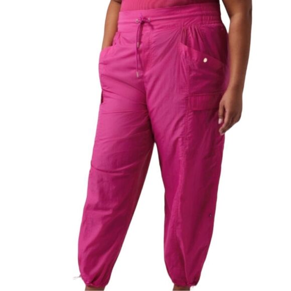 Athleta Pants - NWT Athleta x Alicia Keys Hot Pink Parachute Cargo Pants Plus Sz 20 High Waist